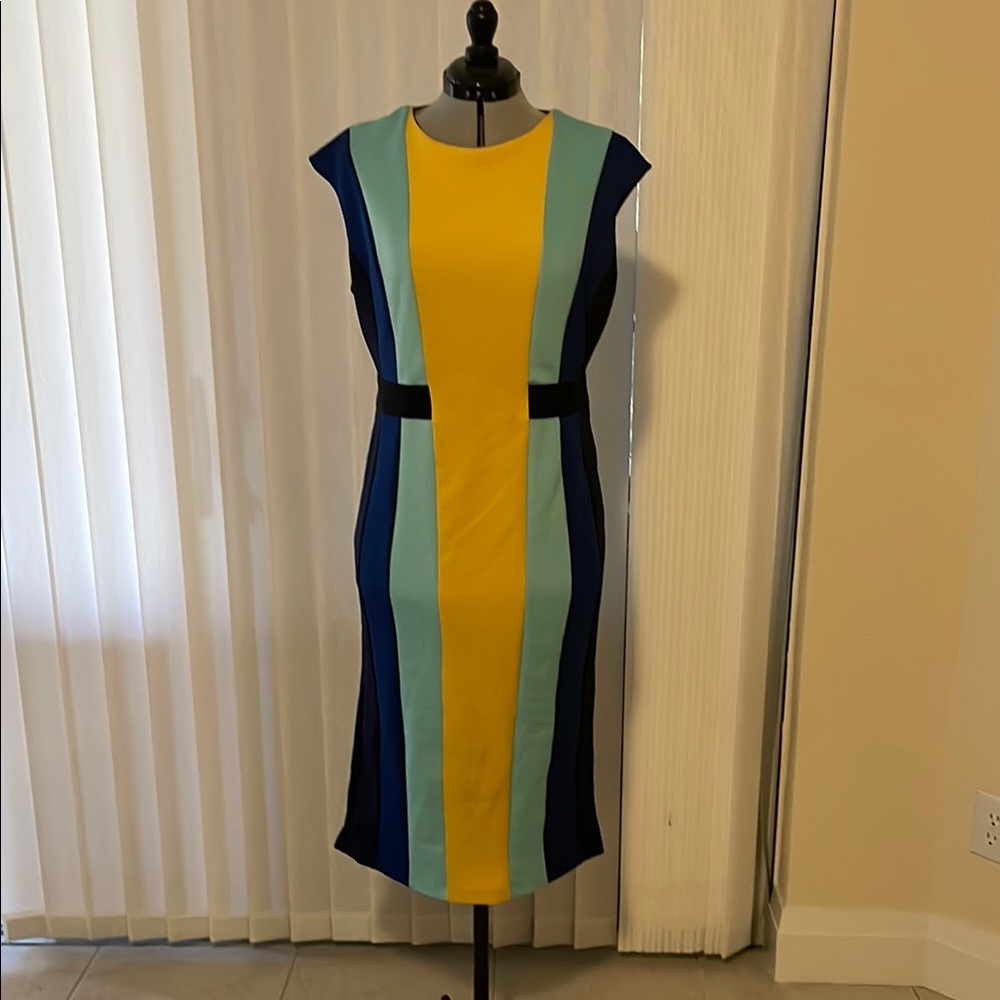 Colorblock Dress - Yellow, Blue, and Teal